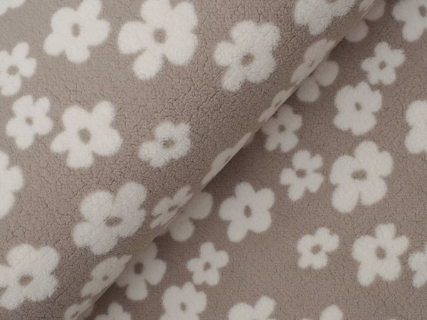 Super Soft Flowers Teddystoff Latte