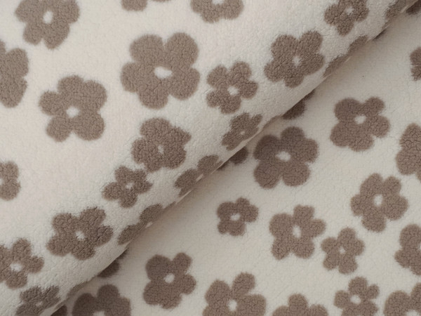 Super Soft Flowers Teddystoff Cream/Latte