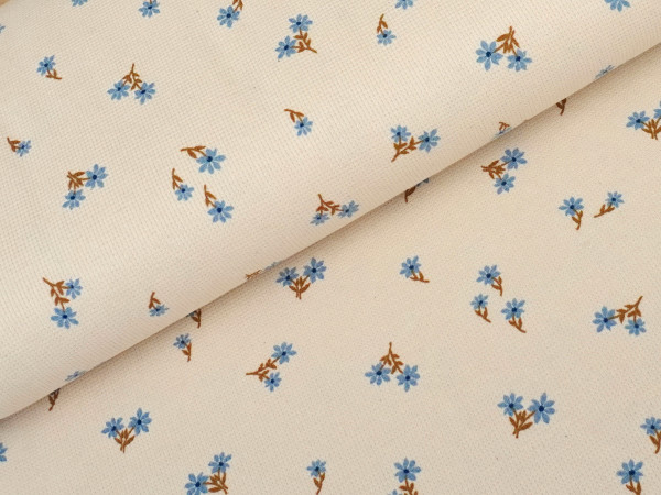 Waffeljersey Petite Fleurs Natur/Veilchenblau