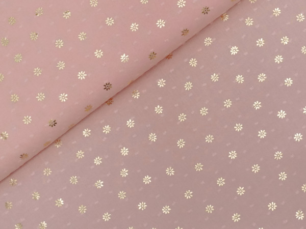 Baumwoll Voile Dobby Glitzer Blumen Peach