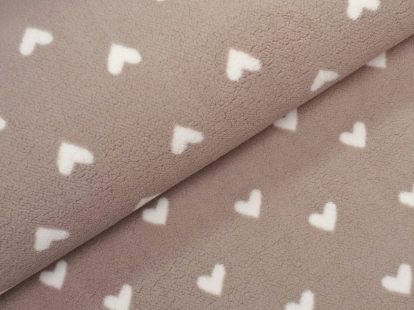 Super Soft Herzchen Teddystoff Latte