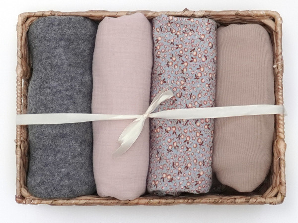 Winterbox Blümchen Grau/Nebelblau