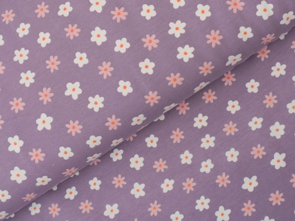 Jersey Blümchen Flieder (Kombi zuGänsemarsch)